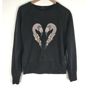 Diesel Womens Sweatshirt Size S Flamingo Hearts Light Weight Y2K Black
